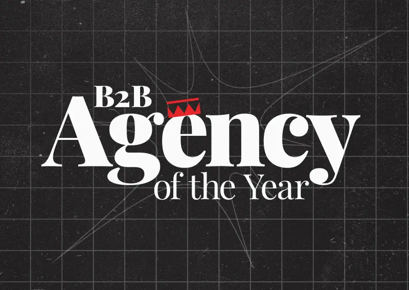 Decorative image that says 'B2B agency of the year'